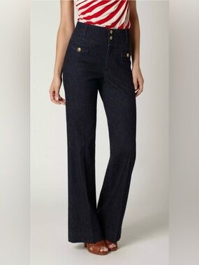 Anthropologie Elevenses High-Waist Denim Trousers Size 4